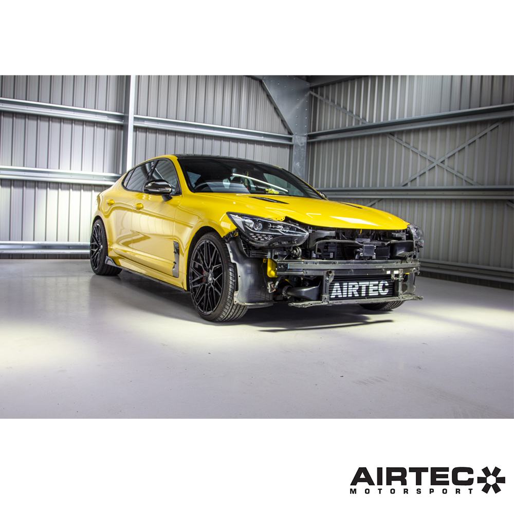 AIRTEC Motorsport Intercooler Upgrade for Kia Stinger GT 3.3 V6 - White AIRTEC Logo - ATINTKIA1-422441