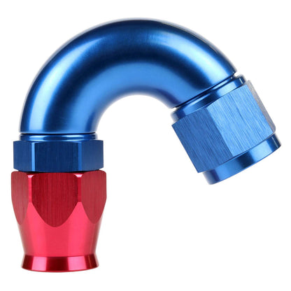 Exoracing AN PTFE Full Flow Hose End – AN08 / 150 Degree / Red and Blue