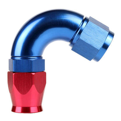 Exoracing AN PTFE Full Flow Hose End – AN10 / 120 Degree / Red and Blue