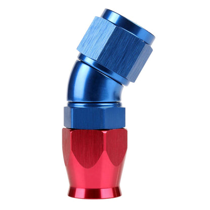 Exoracing AN PTFE Full Flow Hose End – AN12 / 30 Degree / Red and Blue