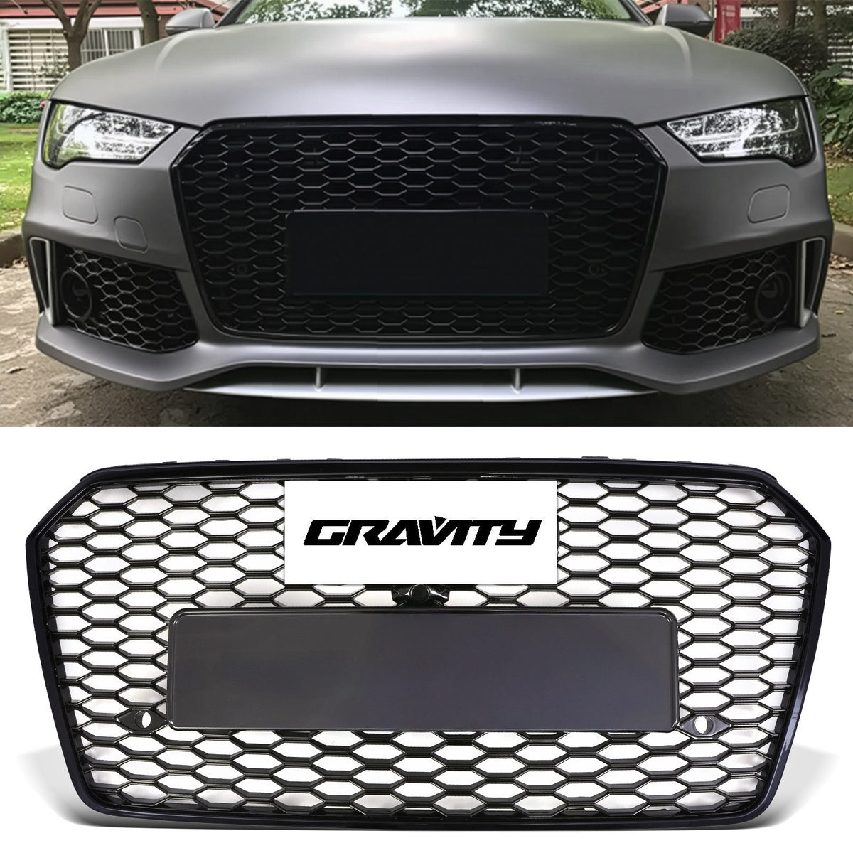 Gravity Performance Front RS7 Style Grille Gloss Black – Audi A7 S7 4G8 15-18