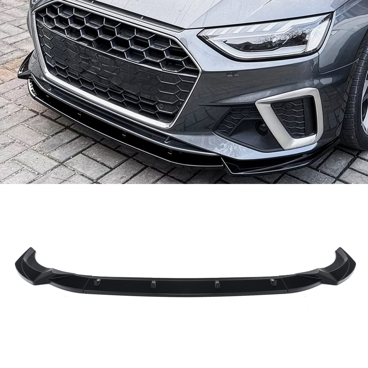Gravity Performance Front Bumper Splitter Gloss Black - Audi A4 S4 B9.5 S-Line 20-24