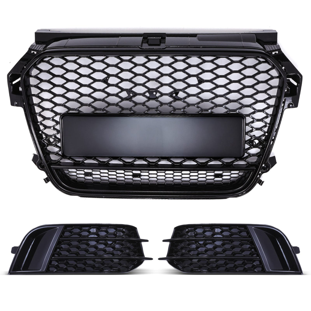 Gravity Performance RS Style Front Grille & Fog Light Covers Gloss Black - Audi A1 8X 10-15