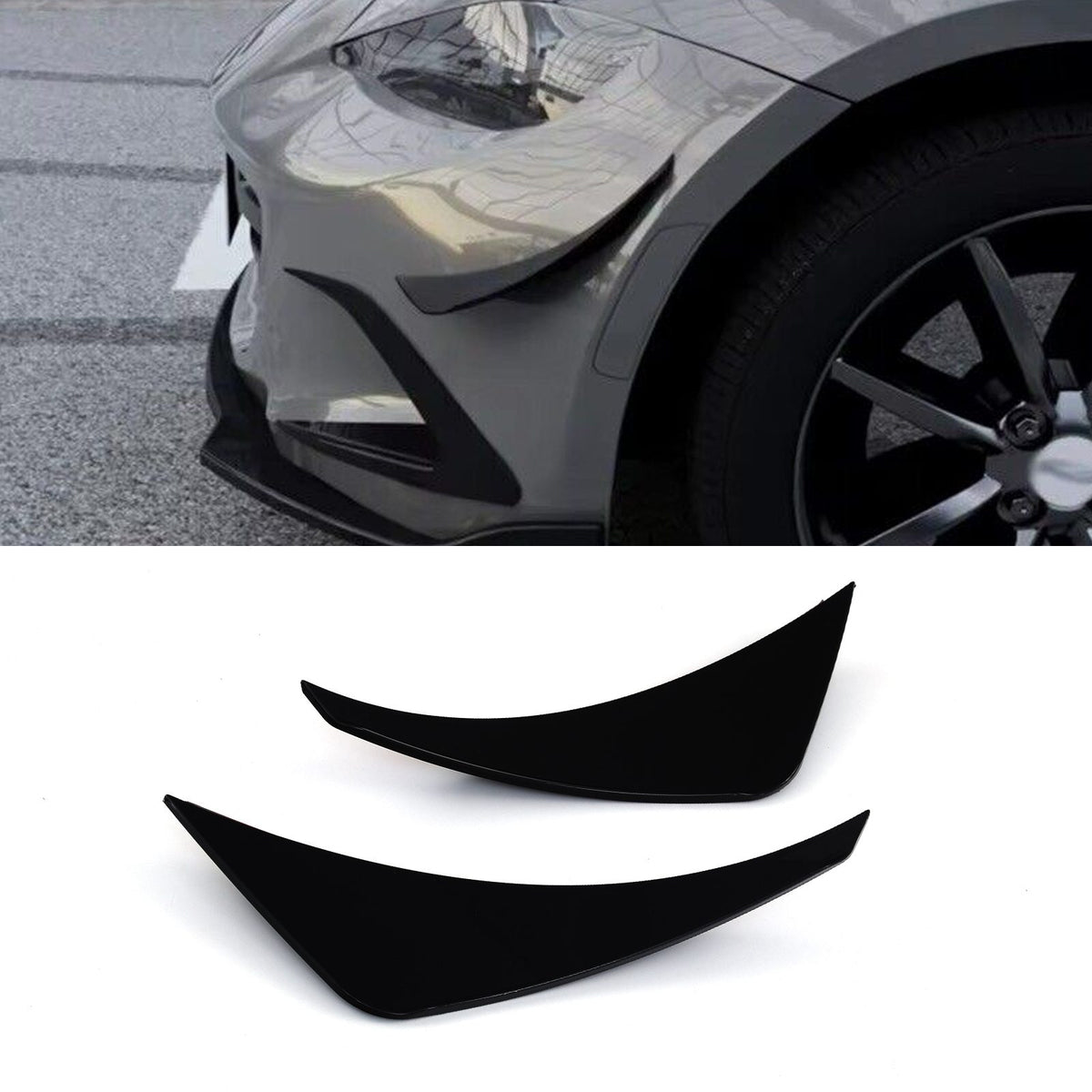 Gravity Performance Front Bumper Canard Gloss Black - Mazda MX5 ND MK4 2015+-2