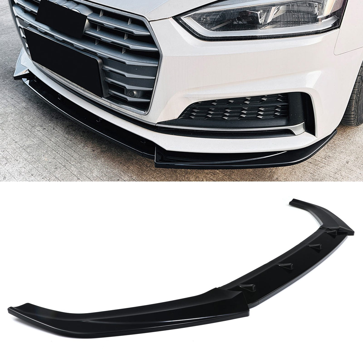 Gravity Performance Front Bumper Lip Splitter Gloss Black - Audi A5 S5 F5 Pre Facelift 17-20