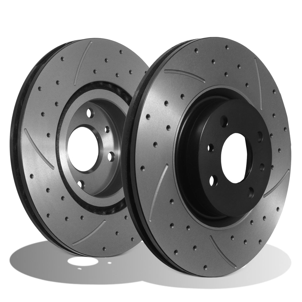 Gravity Performance Front Drilled Grooved 285mm Brake Discs - Fiat Bravo Citroen Nemo 1.4 1.6 Hdi
