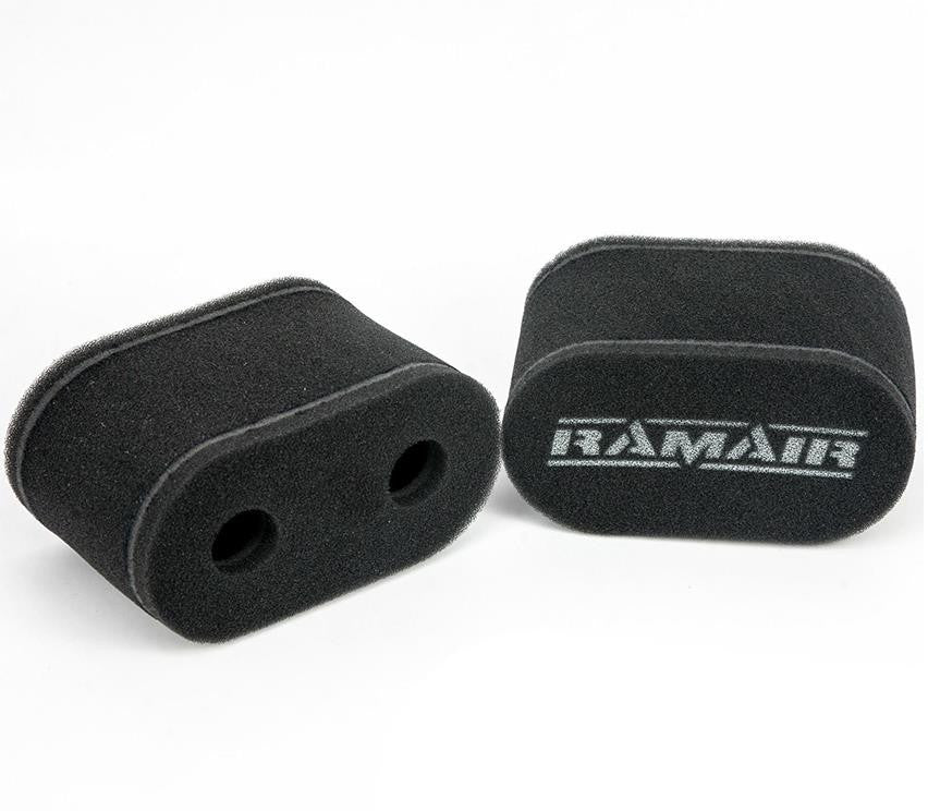 Ramair CS-911-1 uncaged 115 mm tall carb sock filter with twin underside openings
