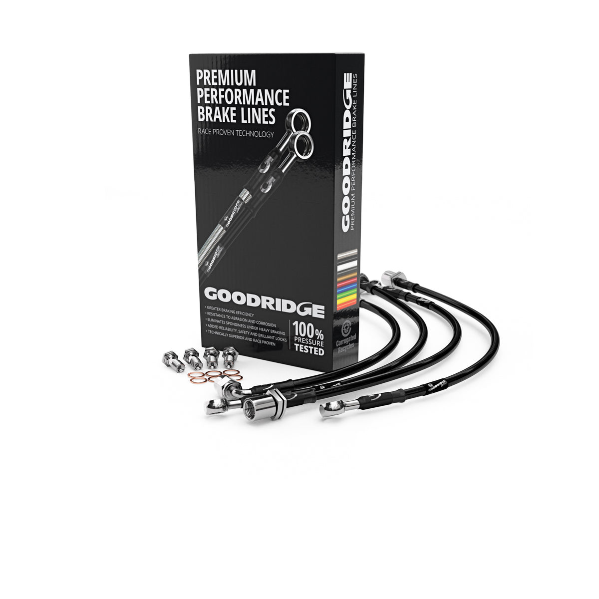Goodridge Brake Hose Kit - Austin Mini – Metro Conversion (Fronts-8 - SAH0903-4P-BK