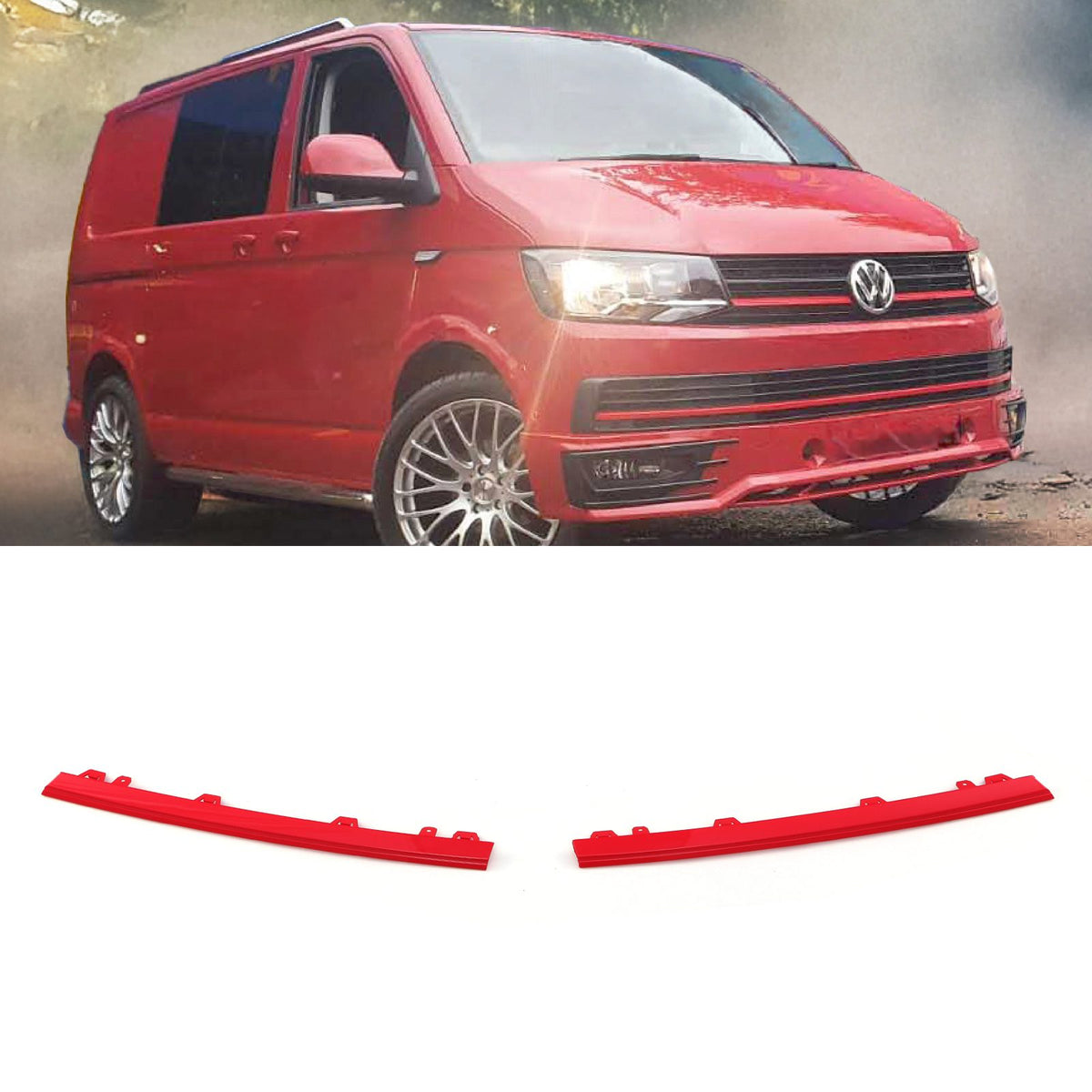 Gravity Performance Red 2 Piece Upper Grille Trims - VW Transporter T6 16-19
