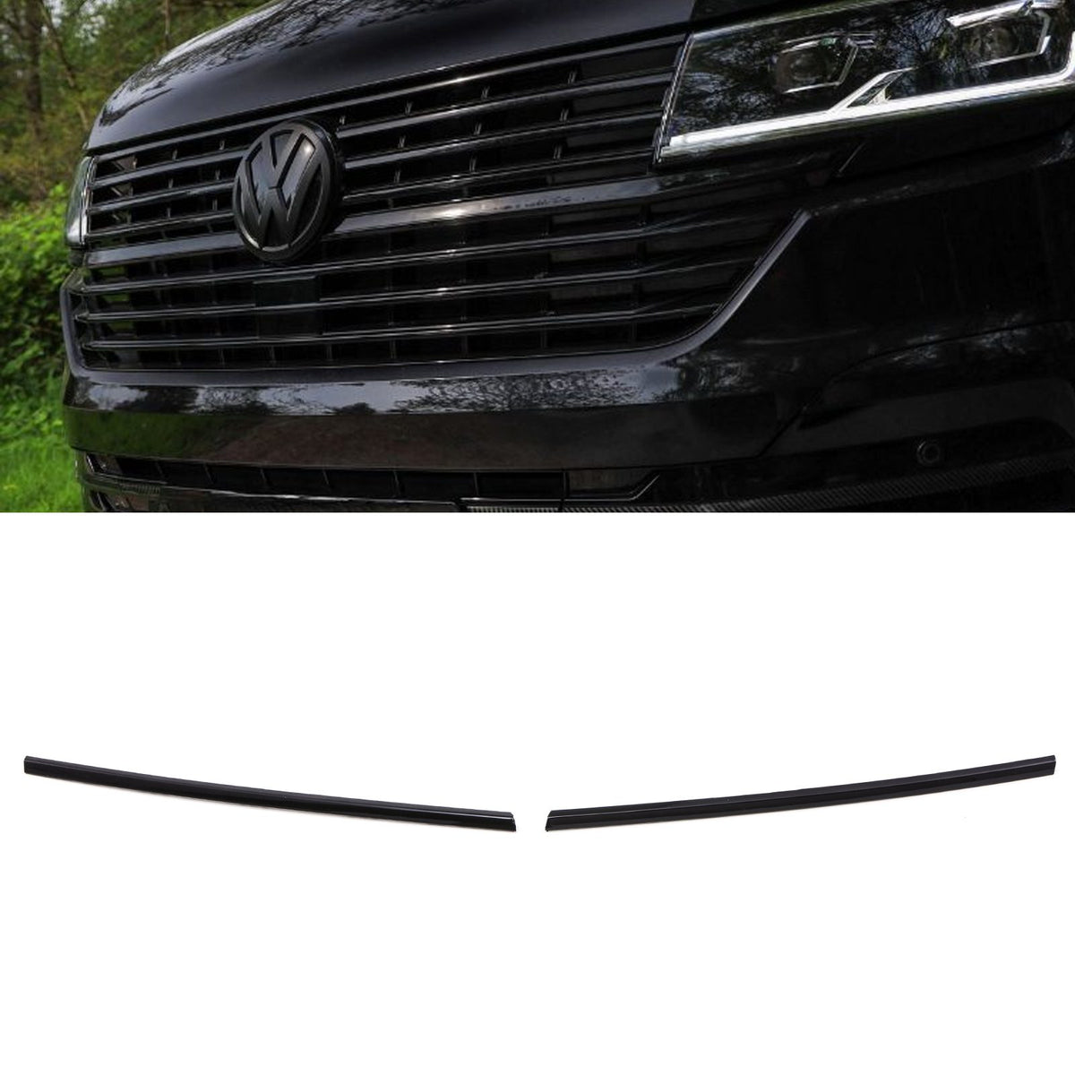 Gravity Performance Gloss Black 2 Piece Short Upper Grille Trims - VW Transporter T6.1 19-24
