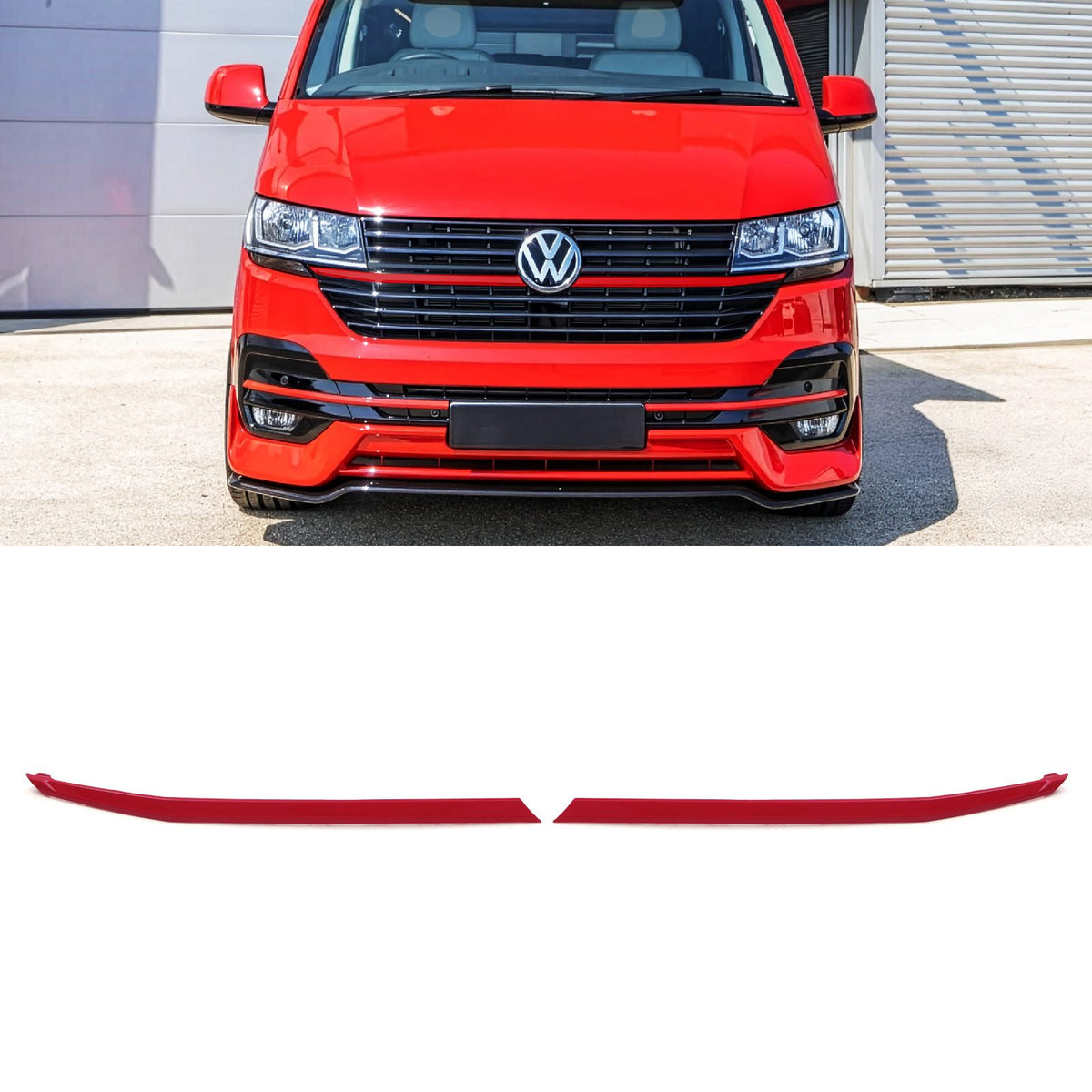 Gravity Performance Red Long Upper Grille Trims Pair - VW Transporter T6.1 19-24