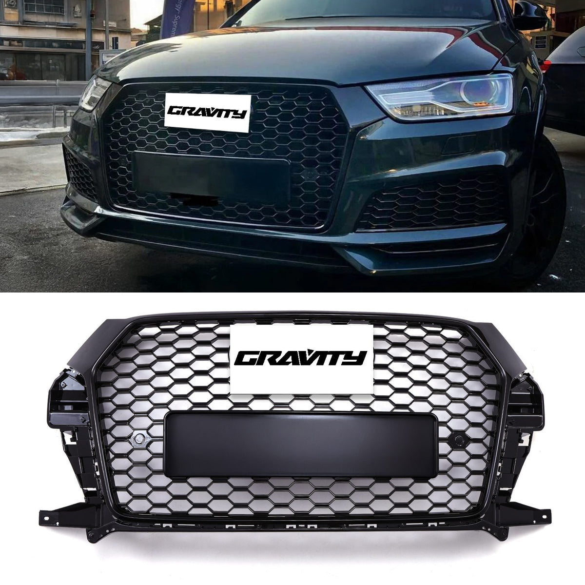 Gravity Performance Front RSQ3 Style Grille Gloss Black – Audi Q3 8U Facelift 15-18