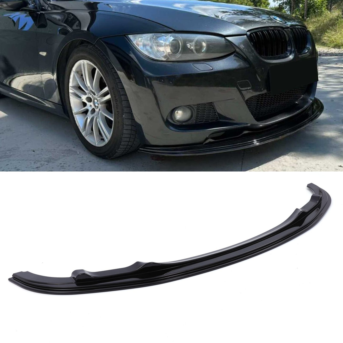 Gravity Performance Front Bumper Splitter Aero Lip Gloss Black - BMW 3 Series E92 E93 LCI 10-13