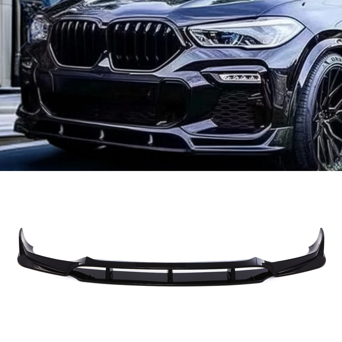 Gravity Performance Front Gloss Black M Performance Style Front Splitter - BMW X6 SUV G06 2019-2023