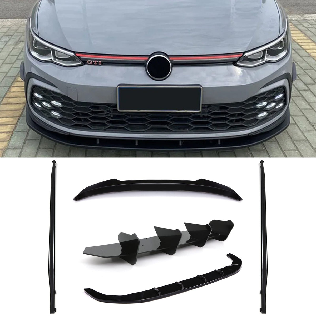 Gravity Performance Aero Body Kit Gloss Black - VW Golf MK8 R-Line 2020+-2