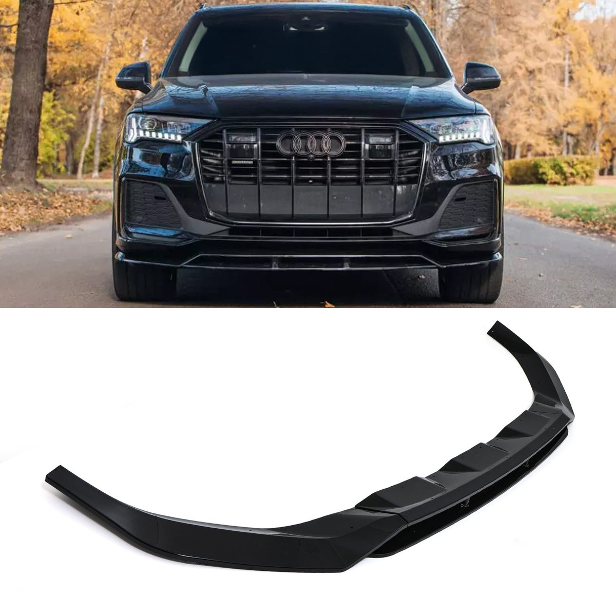Gravity Performance Front Splitter Lip Gloss Black - Audi Q7 SQ7 S-Line 2020+