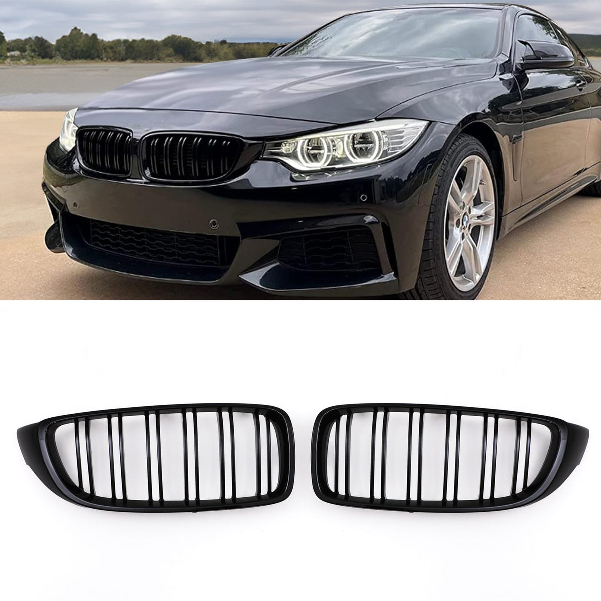 Gravity Performance Gloss Black Front Kidney Grilles - BMW 4 Series F32 F33 F36 14-20