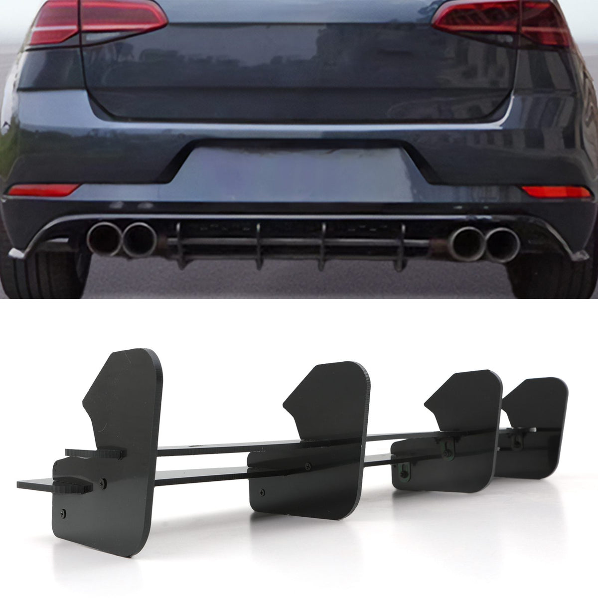 Gravity Performance Gloss Black TCR Style Rear Blade Diffuser - VW Golf R MK7.5 17-20