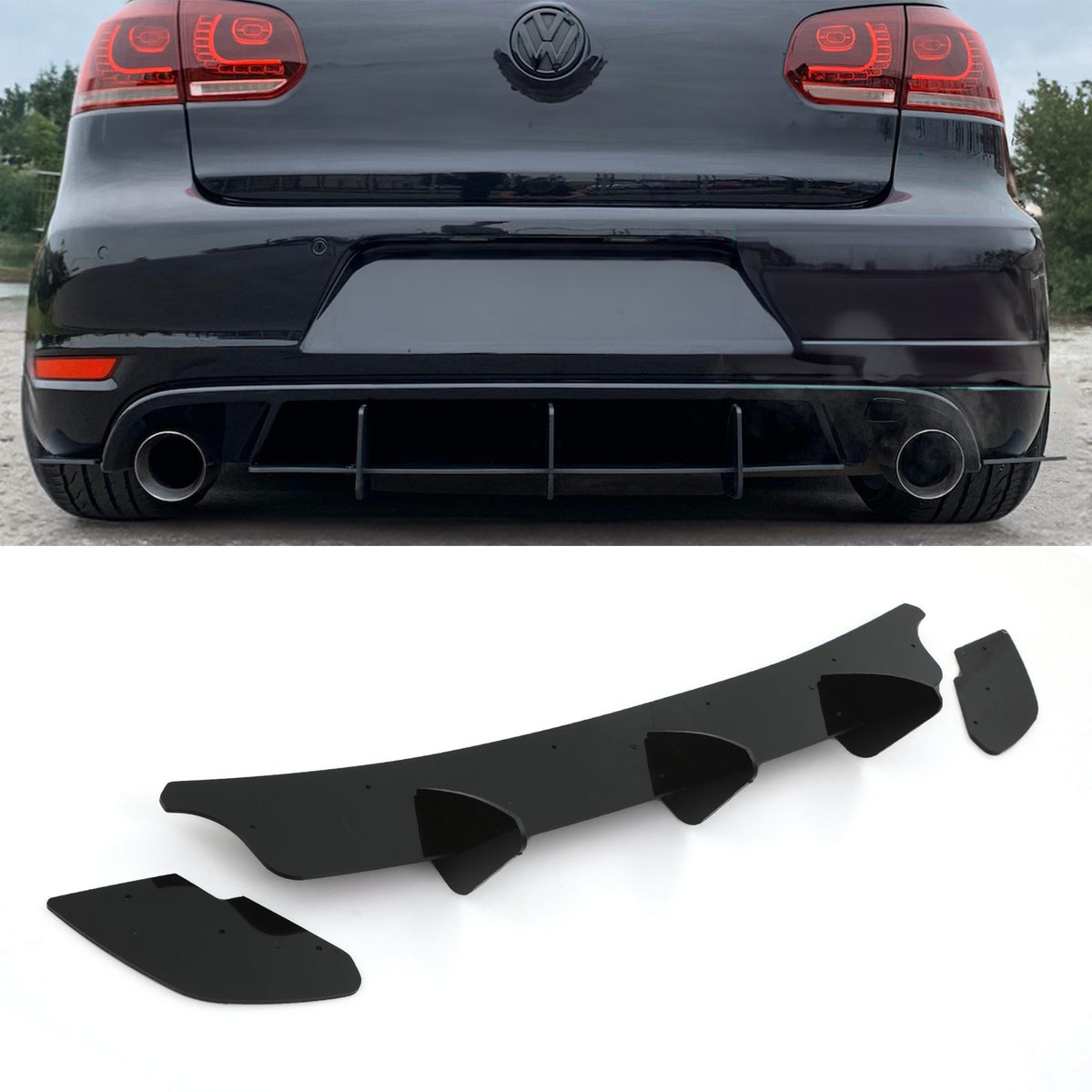 Gravity Performance Rear Blade Diffuser Gloss Black - Volkswagen Golf GTI MK6 09-12