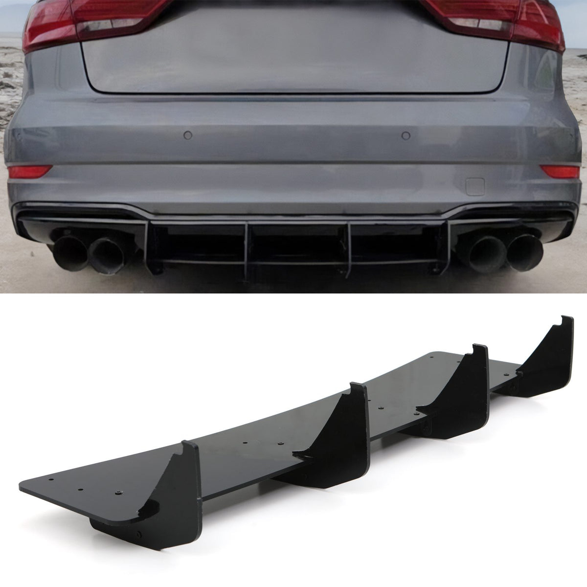 Gravity Performance Rear Blade Diffuser Gloss Black - Audi S3 Sedan 8V 2017-2020