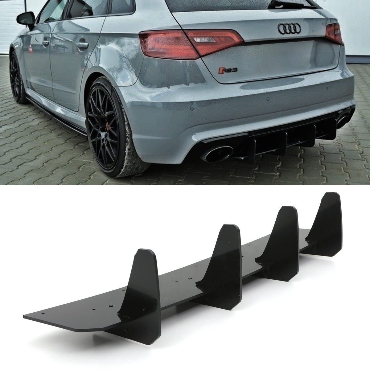 Gravity Performance Rear Blade Diffuser Gloss Black - Audi S3 Hatchback 8V 17-20