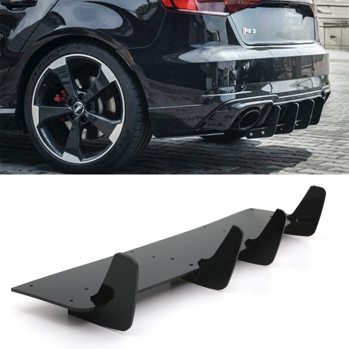 Gravity Performance Rear Blade Diffuser Gloss Black - Audi RS3 Hatchback 8V 2017-2020