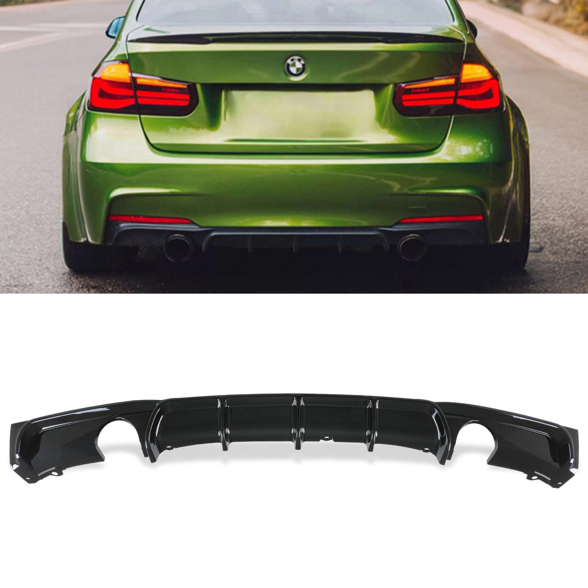 Gravity Performance Gloss Black Dual Exit Rear Diffuser - BMW 3 Series F30 12-19