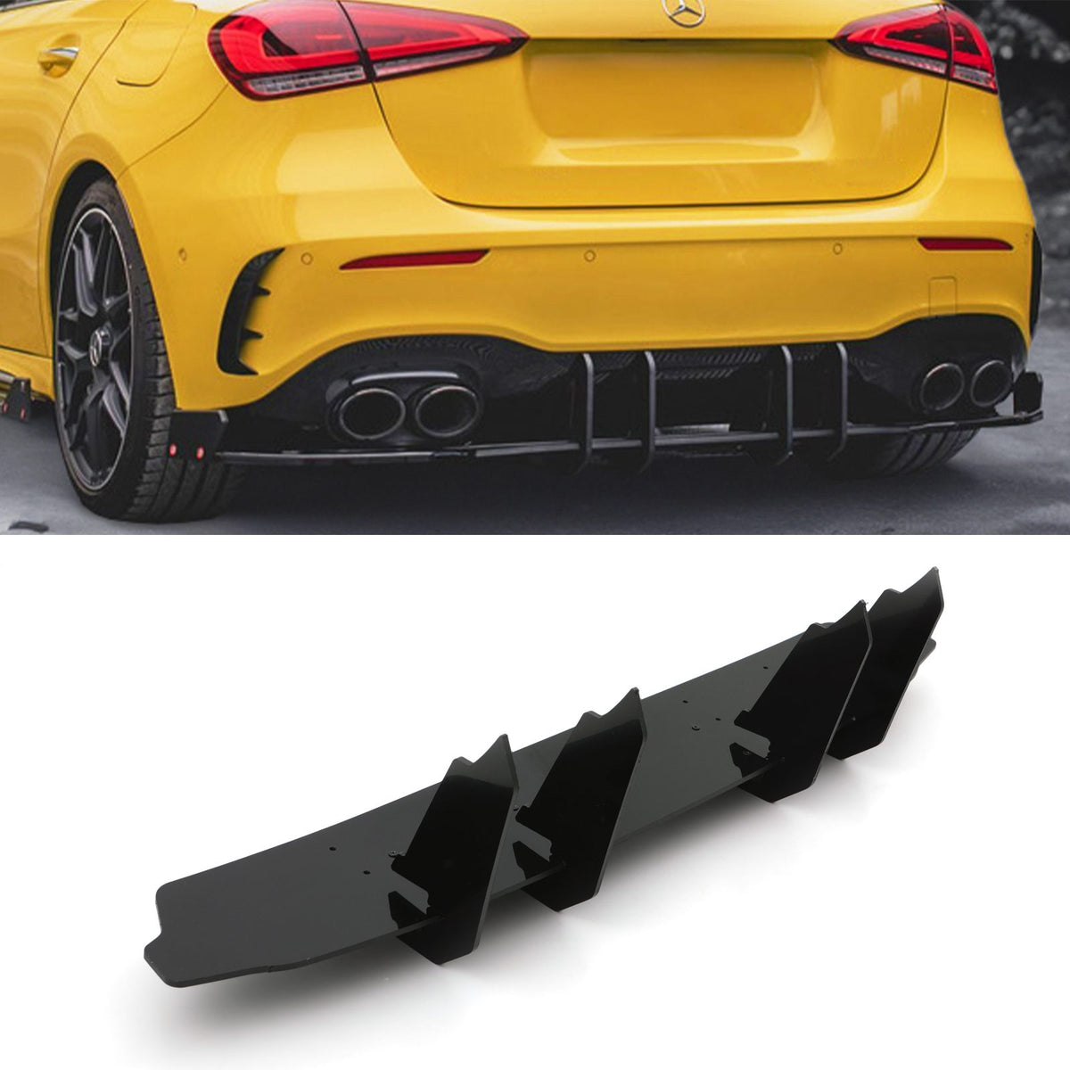 Gravity Performance Rear Blade Diffuser Gloss Black - Mercedes Benz A Class W177 2018+