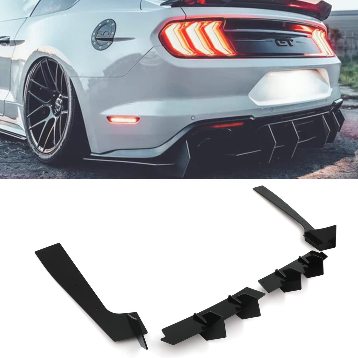 Gravity Performance Rear Diffuser Gloss Black - Ford Mustang S550 2018+