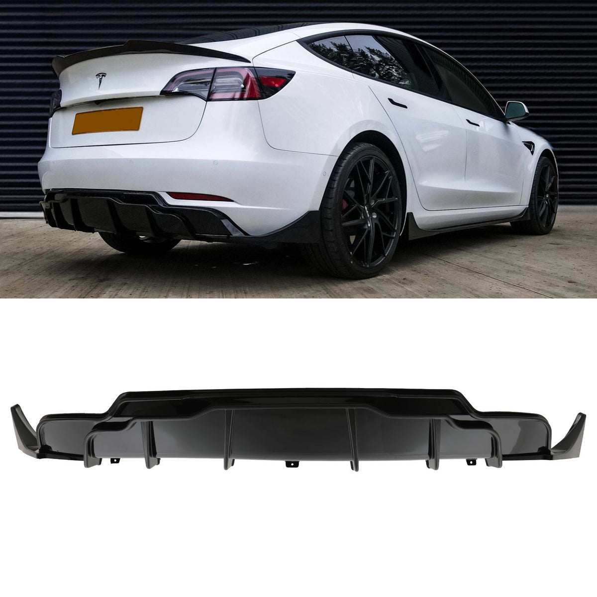 Gravity Performance Rear Diffuser Aero Style Gloss Black - Tesla Model 3 2017-2022