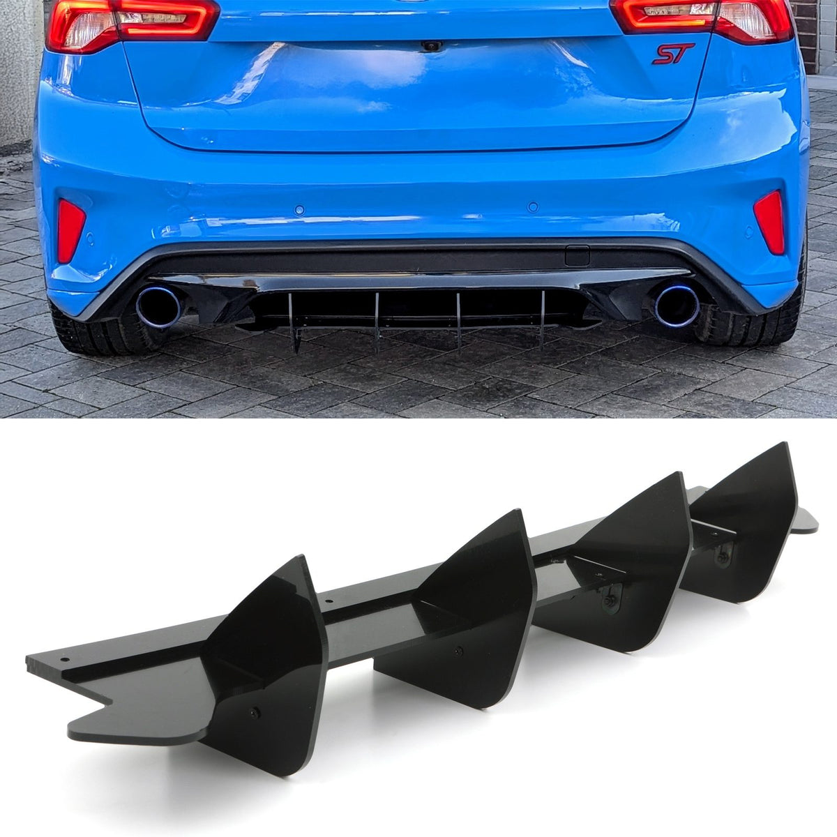 Gravity Performance Rear Diffuser Gloss Black - Ford Focus MK4 2018-2022
