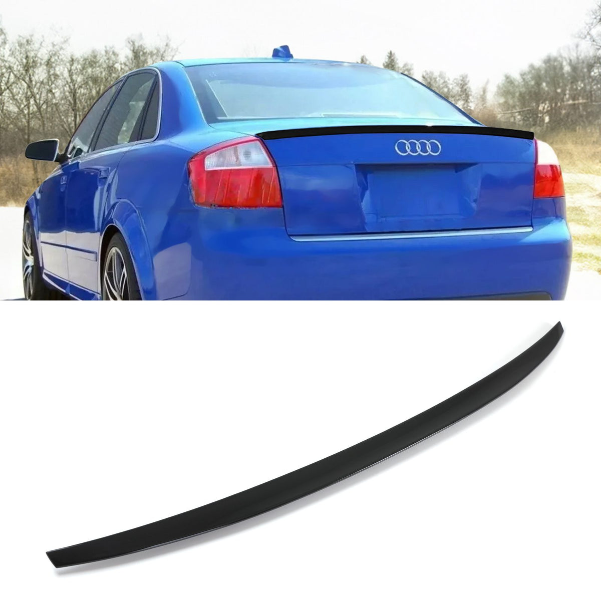 Gravity Performance Rear Boot Spoiler Lip Gloss Black - Audi A4 B6 B7 01-08