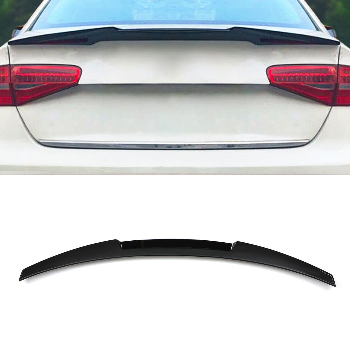Gravity Performance Rear M4 Style Spoiler Lip Gloss Black - Audi A4 B8 13-16