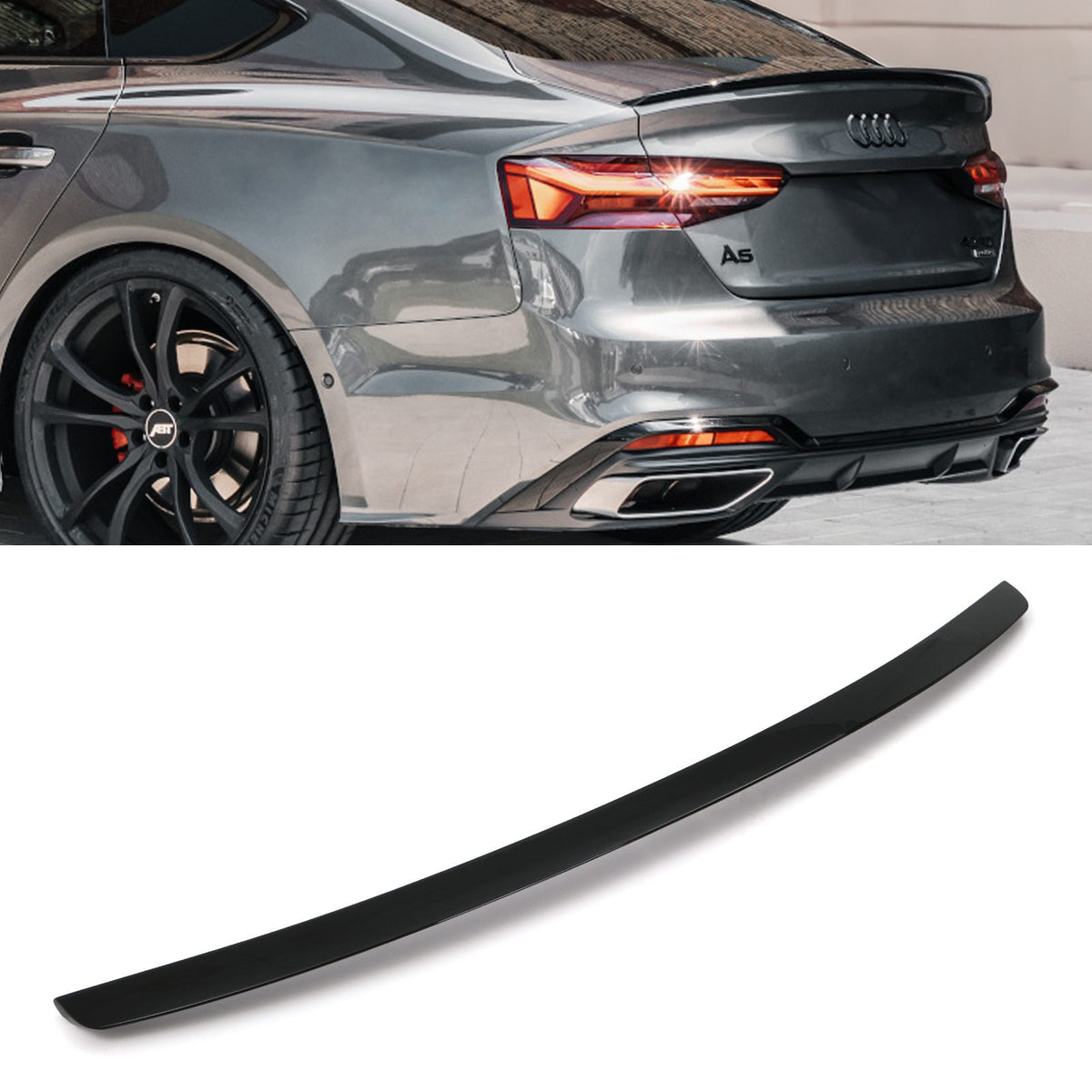 Gravity Performance Rear Spoiler Boot Lip Gloss Black - Audi A5 F5 Coupe/Sportback 2017-2019