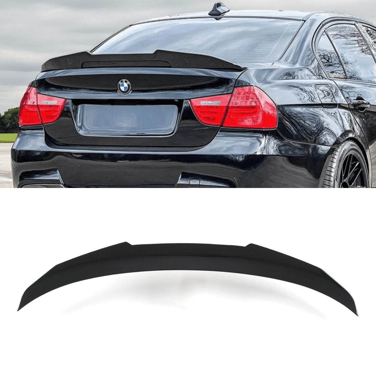 Gravity Performance PSM Style Rear Lip Spoiler Gloss Black - BMW 3 Series E90 05-11