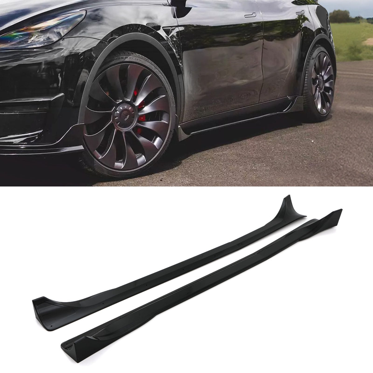 Gravity Performance Side Skirts Gloss Black - Tesla Model Y 2020+