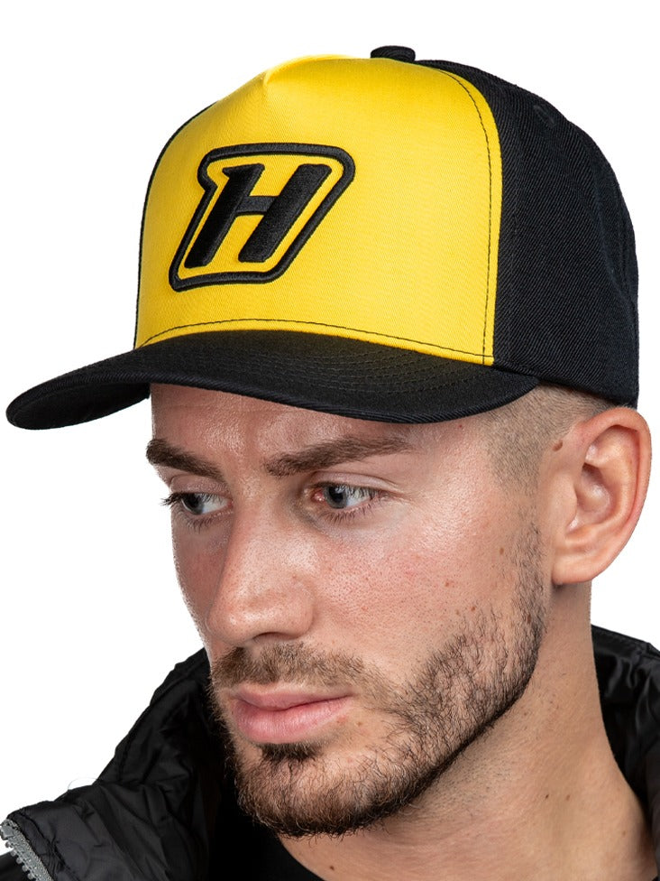 Haltech HT-301003 yellow snapback cap with black H logo