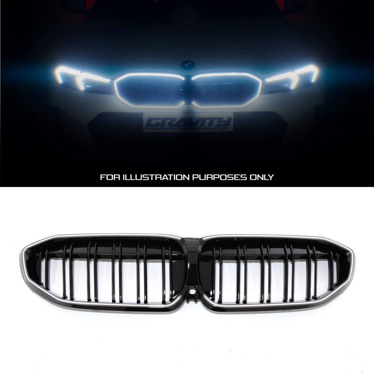 Gravity Performance Gloss Black LED Front Grille - BMW 3 Series G20 2019-2022