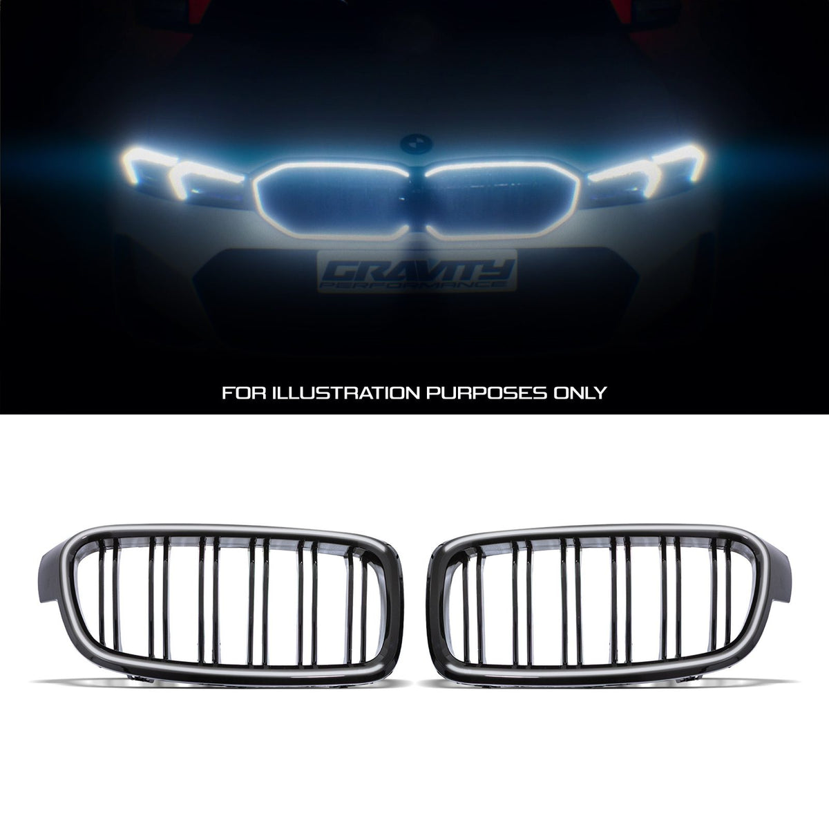 Gravity Performance Gloss Black LED Front Grille - BMW 3 Series F30 12-19