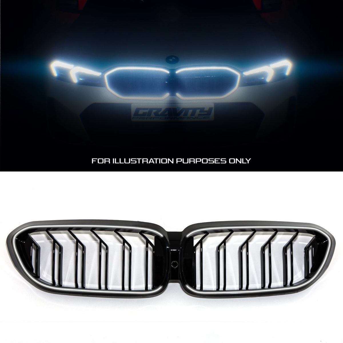 Gravity Performance Gloss Black M5 Style LED Front Grille - BMW 5 Series G30 2019+