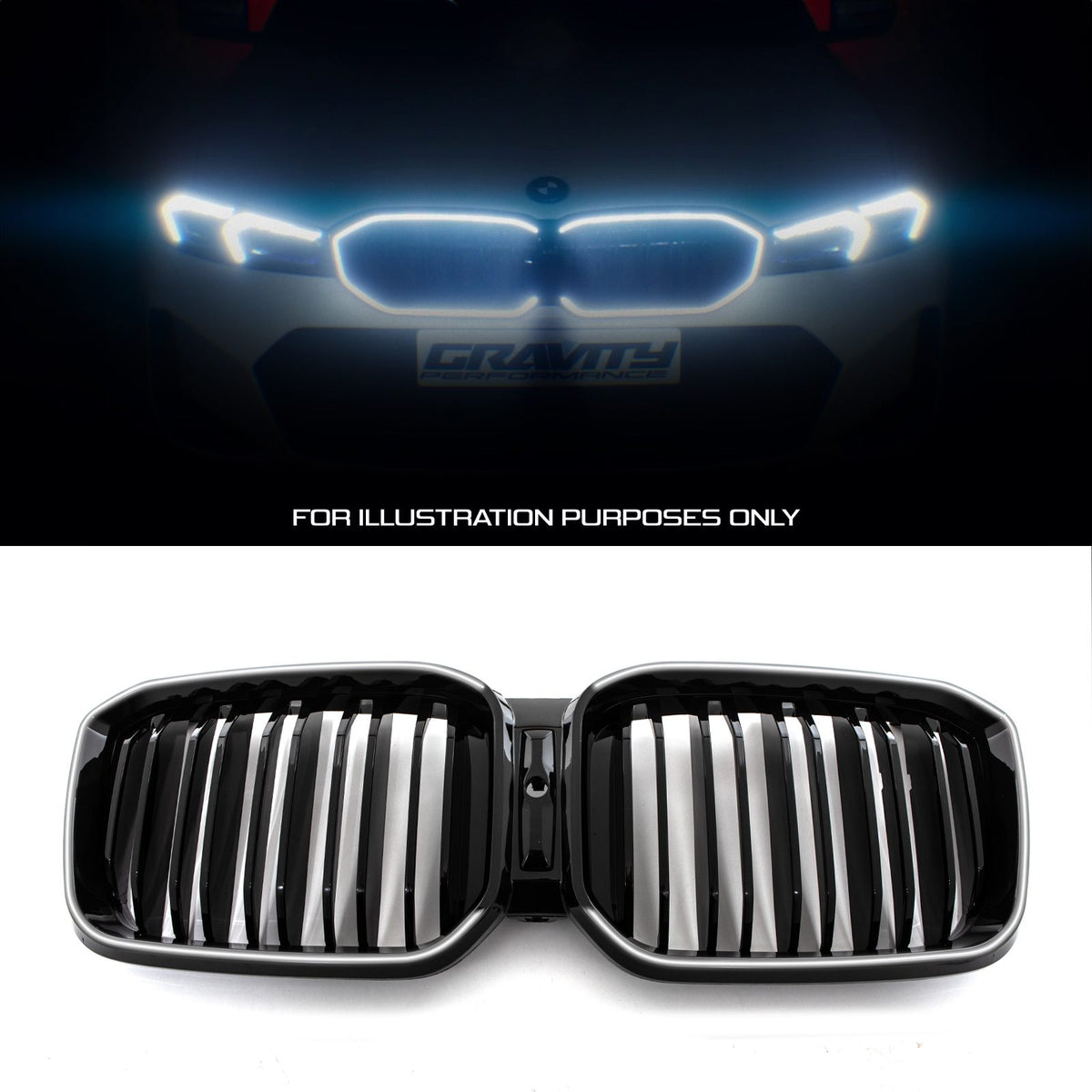 Gravity Performance Gloss Black LED Front Grille - BMW X3 G01 LCI 22-24