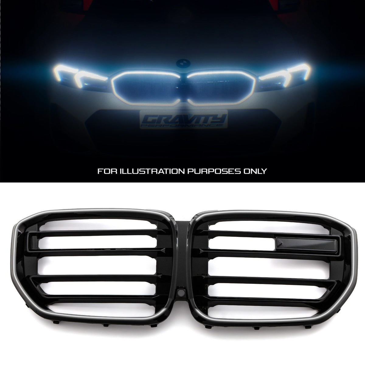 Gravity Performance Gloss Black LED Front Grille - BMW X5M F95 2019+