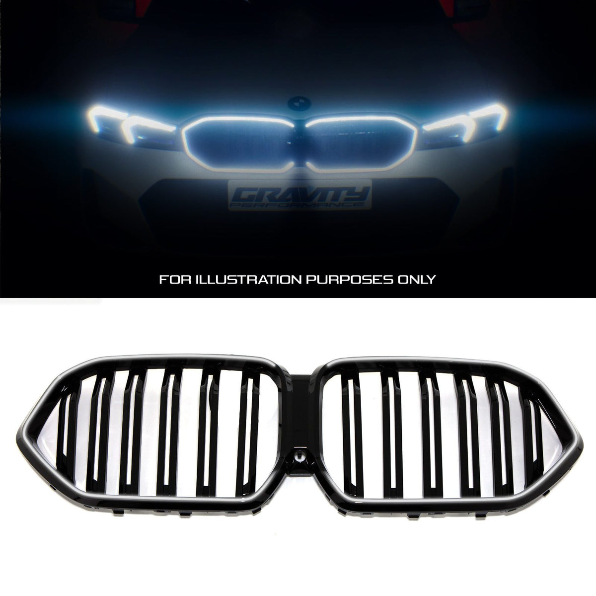 Gravity Performance Gloss Black LED Grille - BMW X6 G06 Pre-LCI 19-23