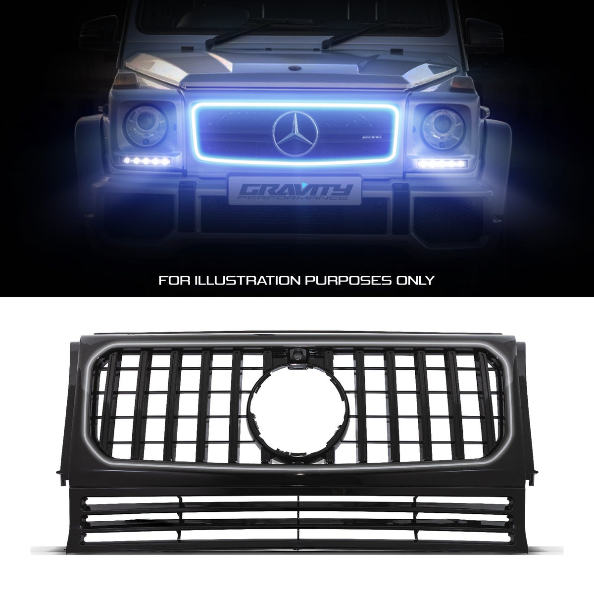 Gravity Performance Gloss Black LED Grille - Mercedes G-Class W463 90-18