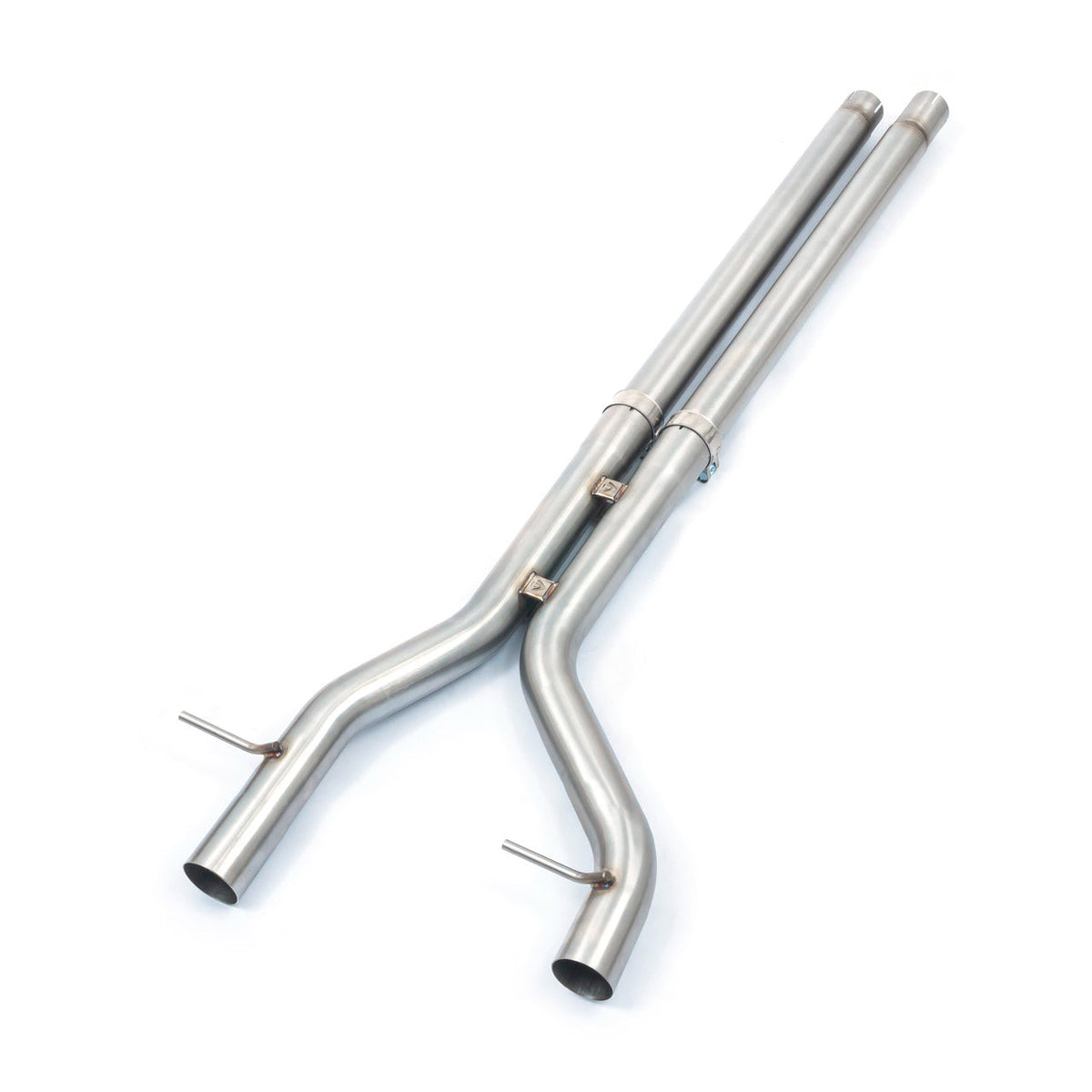 Illustrative Cobra Sport JA01 centre resonator-delete pipe for Jaguar F-Pace SVR 5.0 V8; Cobra lists 2018–20 fitment. Confirm exact year and visual match.