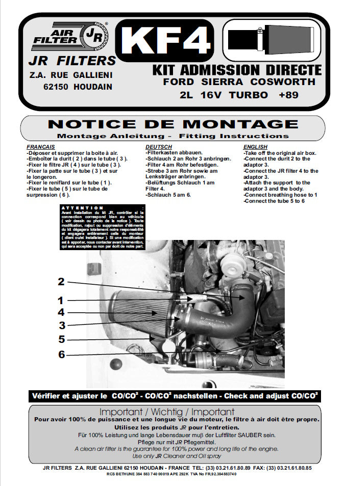 JR Filters JR AirForce Intake Kit – Part KF4