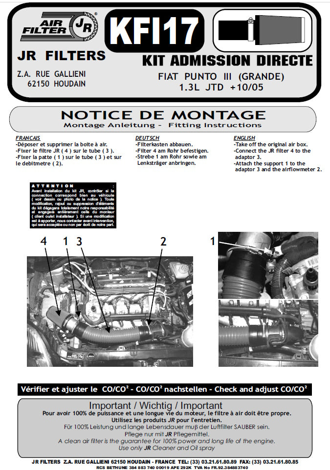 JR Filters Direct Kit – Part KFI17