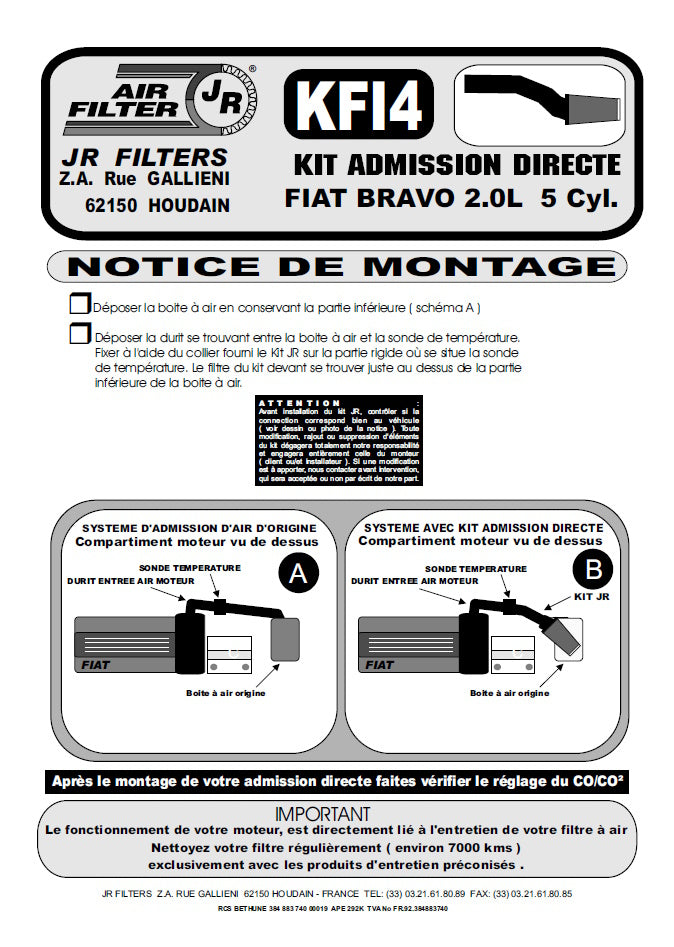 JR Filters Direct Kit – Part KFI4