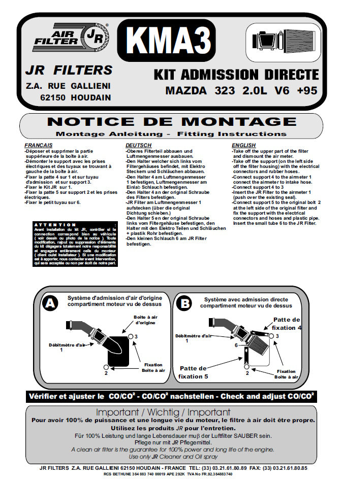 Blk Ind Kit Mazda 323 2 0L V6
