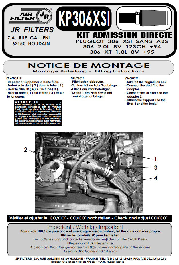 Blk Ind Kit Peugeot 306 XSI 2 0L 94-97